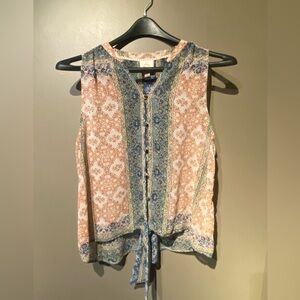 Knox Rose Top Shirt Large Floral Sleeveless